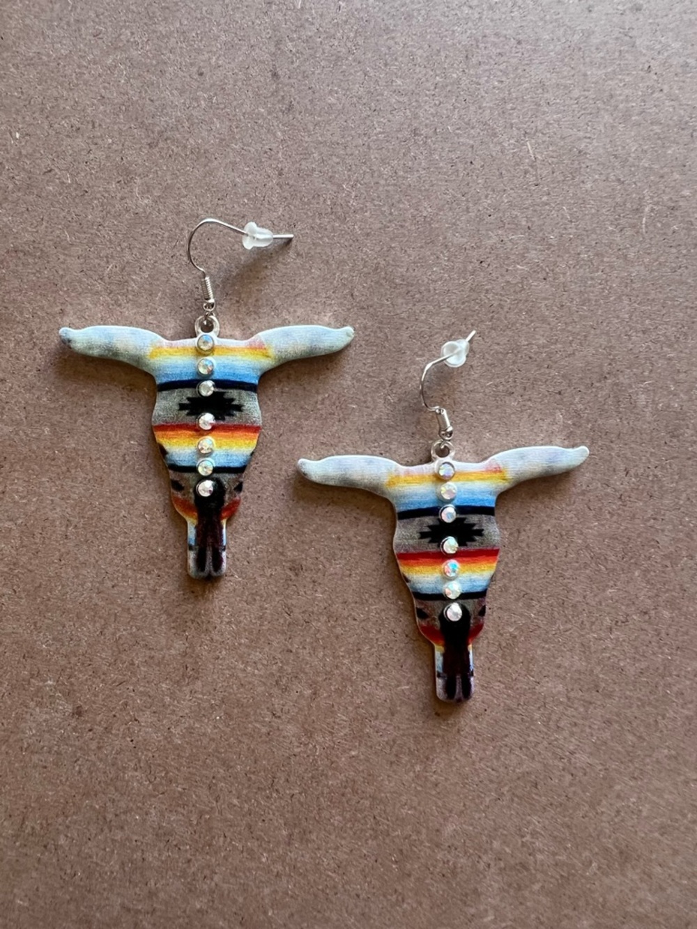 Western Longhorn Skull Dangle Earrings Boho